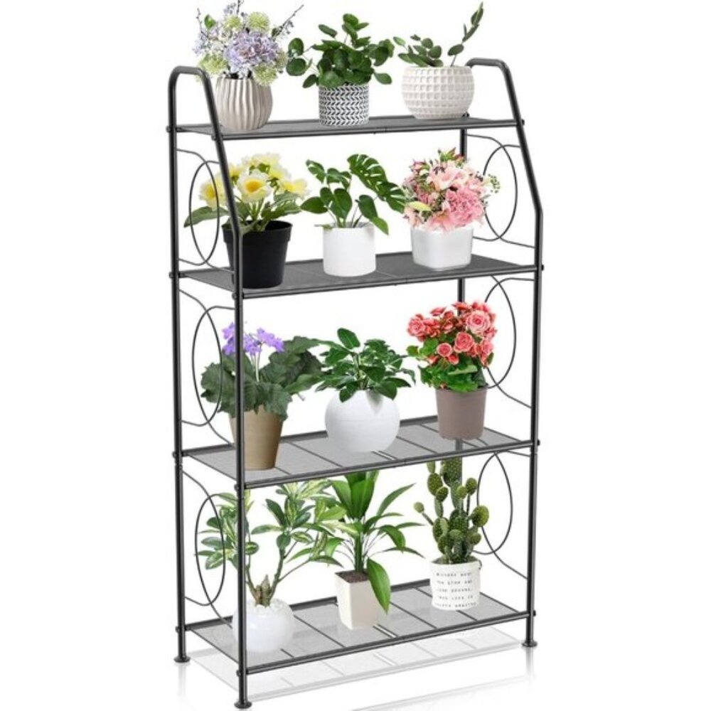 New 4 Tier Plant Stand, Heavy Duty Metal Shelf Rack for Home & Garden Decor